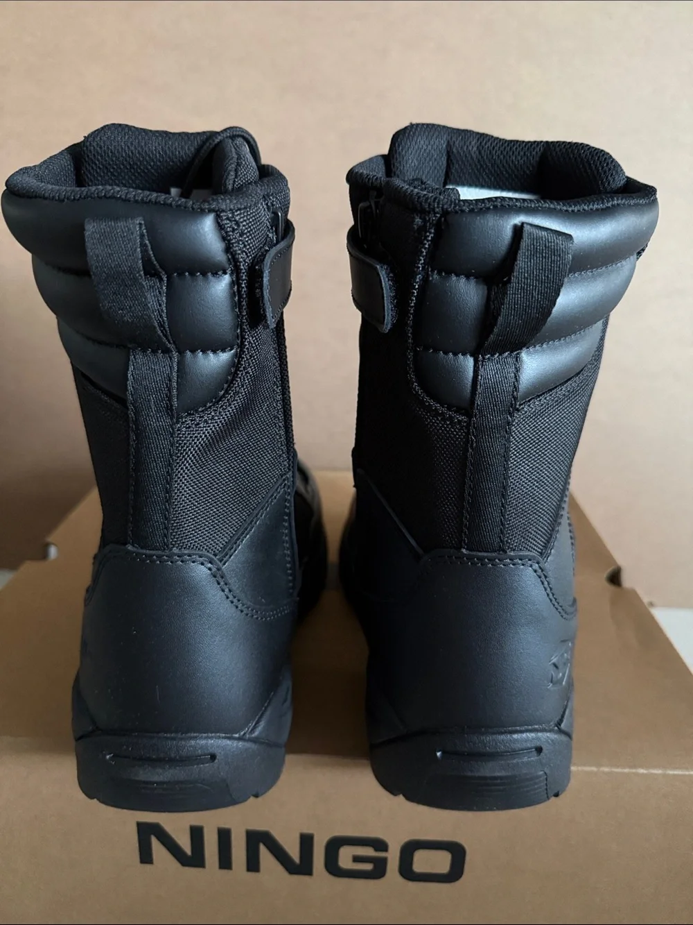 NINGO Black Waterproof Full-Grain Leather Steel Toe 8” Work Boots Sz 11 NEW!